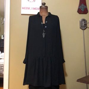 Button down tiered tunic /dress with side pockets